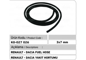 3.00 X 7.00 mm Renault-Dacia Yakıt Hortumu